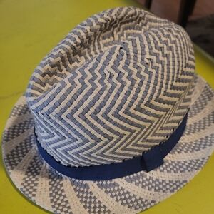 Stylish Blue and White Fedora Hat